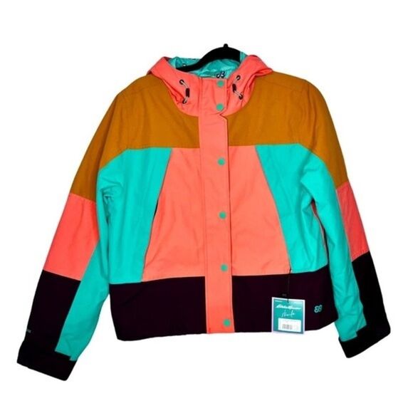 NWT Eddie Bauer x Karla Waterproof Colorblock Jacket, Pink/Orange, Size Small - Picture 4 of 10